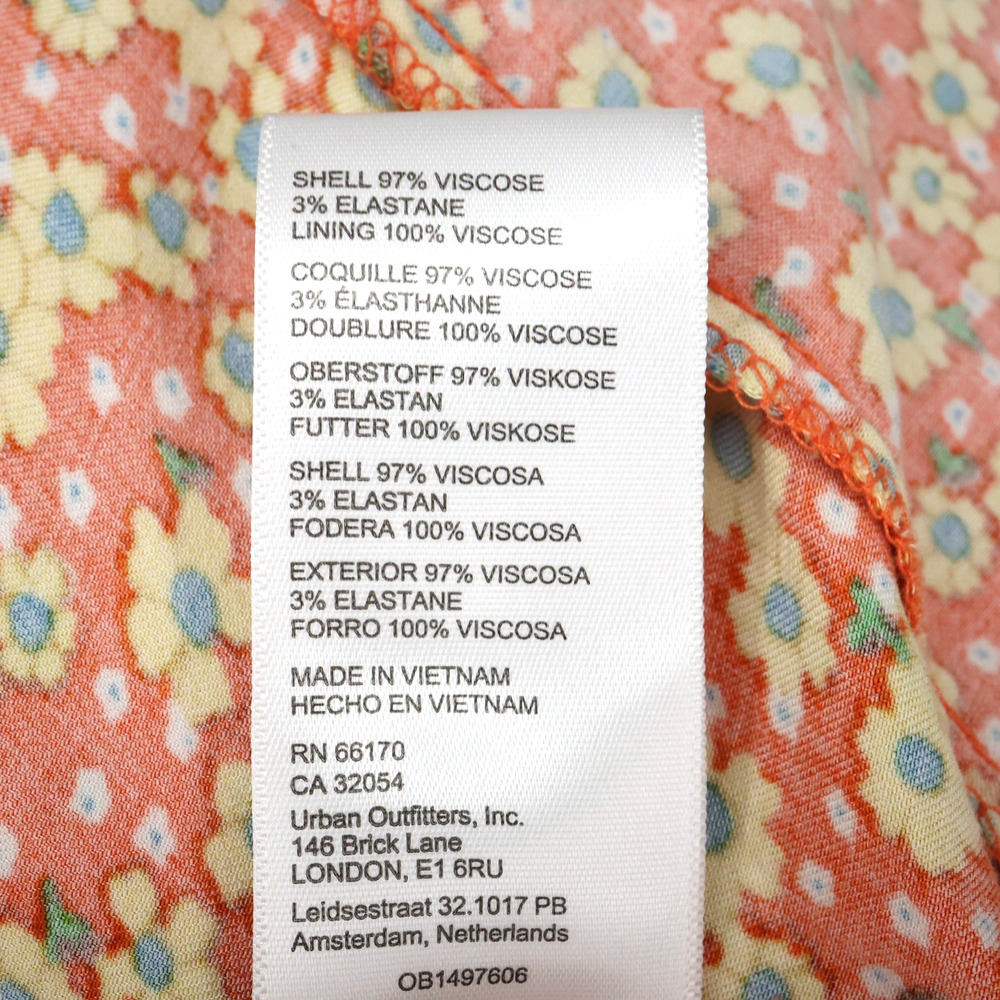 Urban Outfitters Dress Womens Medium Orange Yellow Floral Stretch Side Zip Lined - Picture 12 of 14